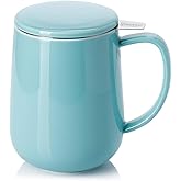 Sweese 20 OZ Porcelain Tea Mug with Infuser and Lid, Loose Leaf Tea Cup, Gifts for Tea Lover - Turquoise