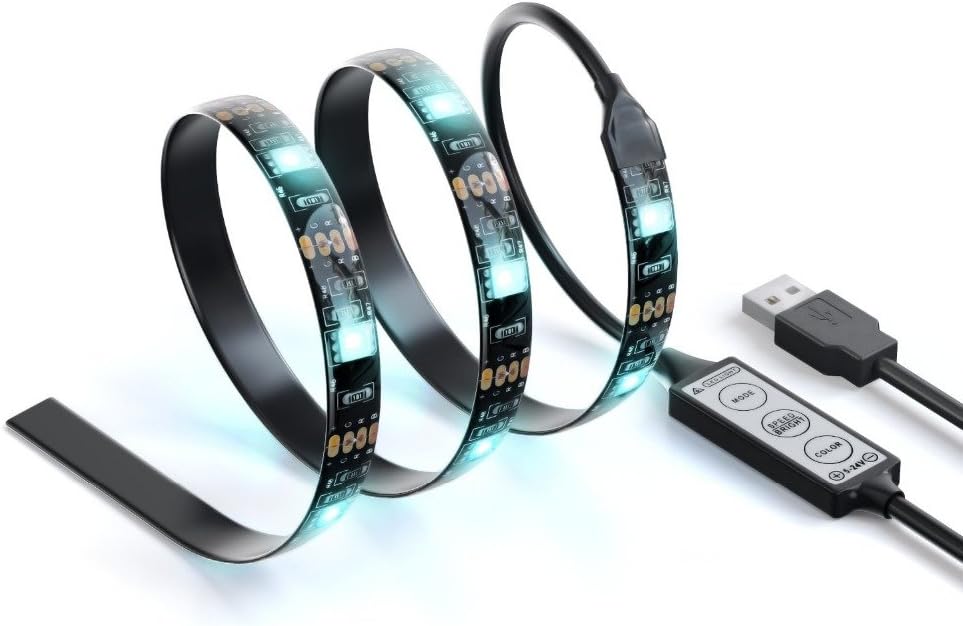 LED Bias Lighting for TV - USB LED Strip - 3M SELF ADHESIVE TAPE! - 39.5" Long with 20 Light Functions and Controller - Back Light Your Television or Computer Monitor