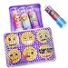 Townley Girl Emoji Super Sparkly Lip Balm for Girls, Four Fruity Flavors with Decorative Carrying case