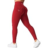 YEOREO CoreFlex Leggings with Pockets for Women Charm Scrunch Workout Leggings V Cross Waist Butt Lifting Gym Yoga Pants