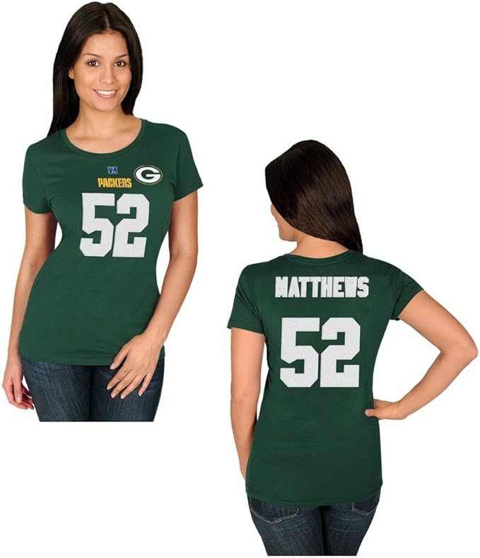 Redburn Nfl Green Bay Packers Clay Matthews 52 Football Women S T Shirt Women Green X Large X Large Amazon Co Uk Sports Outdoors