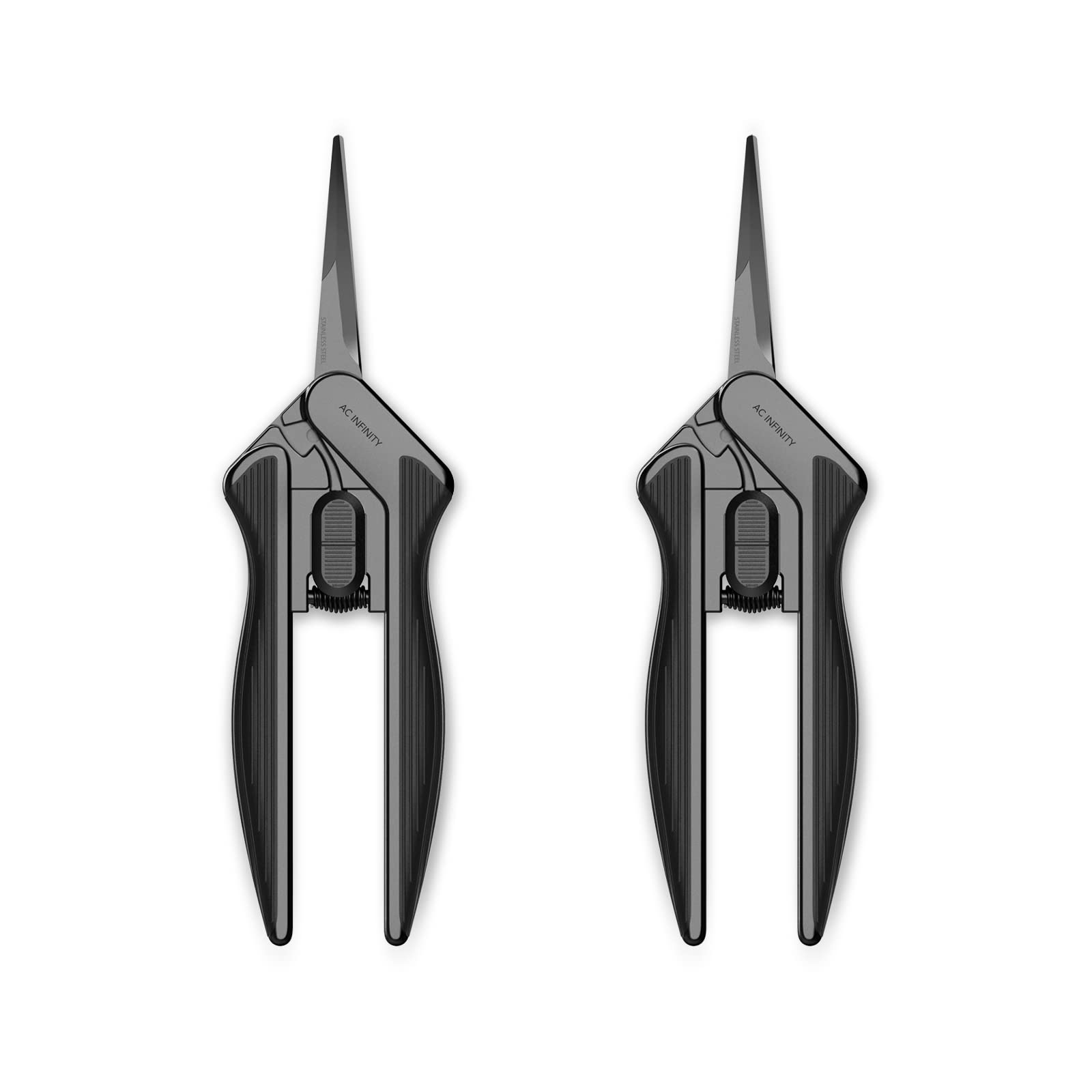 AC Infinity 16cm Stainless Steel Pruning Shears 2-Pack, Lightweight Ergonomic Design, Straight Precision Blades with Nonstick Teflon Coating for Gardening, Hydroponics, Grow Tents, 6-Inch