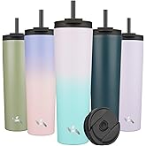 Konokyo 34 OZ Insulated Tumbler with Lid and 2 Straws Stainless Steel Water Bottle Vacuum Travel Mug Coffee Cup,Lavender Green