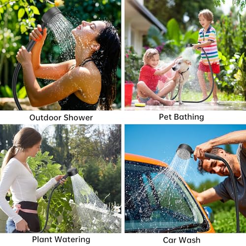 Portable Camping Outdoor Shower, 10000mAH Rechargeable Electric Pump 5 gal Collapsible Bucket Intelligent Digital Display 5 Shower Modes IPX8 Waterproof for Hiking, Travel, Pet Bath, Beach, RV