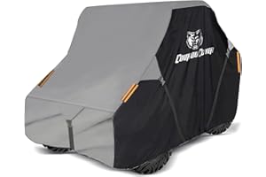 CoukouCover UTV Cover, Heavy Duty 420D Waterproof Side by Side Cover Accessories, 2-3 Seater All Weather Outdoor Protective Cover for 114" Polaris RZR Ranger Honda Yamaha Can-Am Kawasaki (Black& Grey)