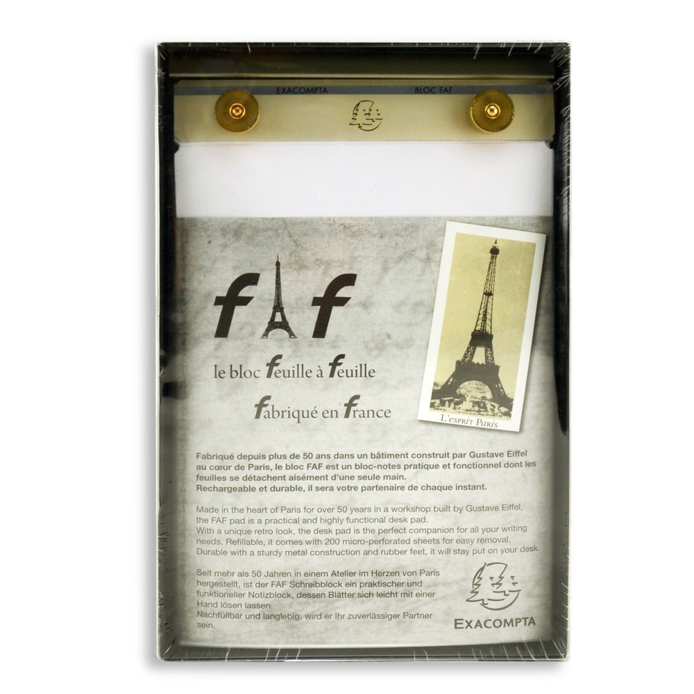 Exacompta - Ref 12114E - FAF Desk Pad No.4 - 210 x 135mm in Size, Refillable with Recharge Pads, Stable When Writing, Non-Slip Feet - Plain Paper, FSC-Certified