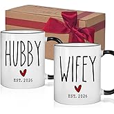 Est 2026 Coffee Mug Set Gifts for Wifey Hubby - Unique Wedding Gifts for Couple - Mr and Mrs Coffee Mug Set - Bride to Be Engagement Gift - Hubby and Wifey Mug - His Hers Gift
