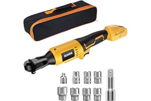 SUVIYA 3/8" Cordless Ratchet Wrench Compatible With Dewalt 20V MAX Battery, 74Ft-Lbs Brushless Motor Power Ratchet Wrench with 1/4" Adapter, Power Electric Ratchet drive (Tool Only)