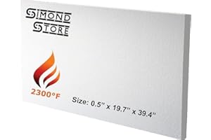 SIMOND STORE Ceramic Fiber Insulation Board - 2300F - 1/2 Inch x 19.7 Inch x 39.4 Inch - Ceramic Fiber Thermal Insulation Board for Wood Stoves Fireplaces Furnaces Forges Kilns Pizza Ovens