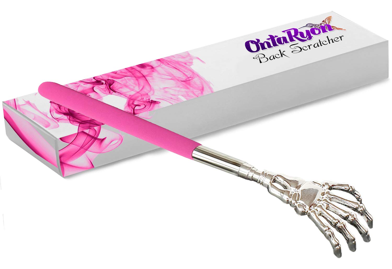 OntaRyon Telescopic Back Scratcher | Novelty Gifts for Men & Women | Small Stocking Fillers for Adults | Unusual & Funny Present (Pink)
