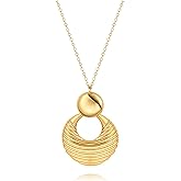 Long Pendant Necklace for Women Gold Plated Circle Long Chain Necklace Y Necklace Jewelry for Women