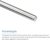 sourcing map M10 x 150mm Threaded Rod 304 Stainless Steel 1.5mm Pitch 8 Pack view 4
