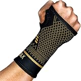 INDEEMAX Copper Infused Wrist Support Sleeve Pair Left Right Thumb Loop Black M