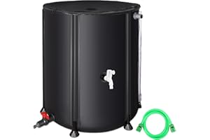 MATALDE Rain Barrel Water Collection System Anti-Collapse - 53 Gallon Portable Water Storage Tank,Rainwater Collect System Downspout, Water Catcher Container with Filter Two Spigots and Overflow Kit