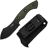 Kizer Rook Fixed Blade Knife, 3.11" Nessmuk-style D2 Blade Hunting Knives with Olive Green G10 Handle, Bushcraft Knife with Sheath & TekLok for Camping Hunting Survival 1090M1