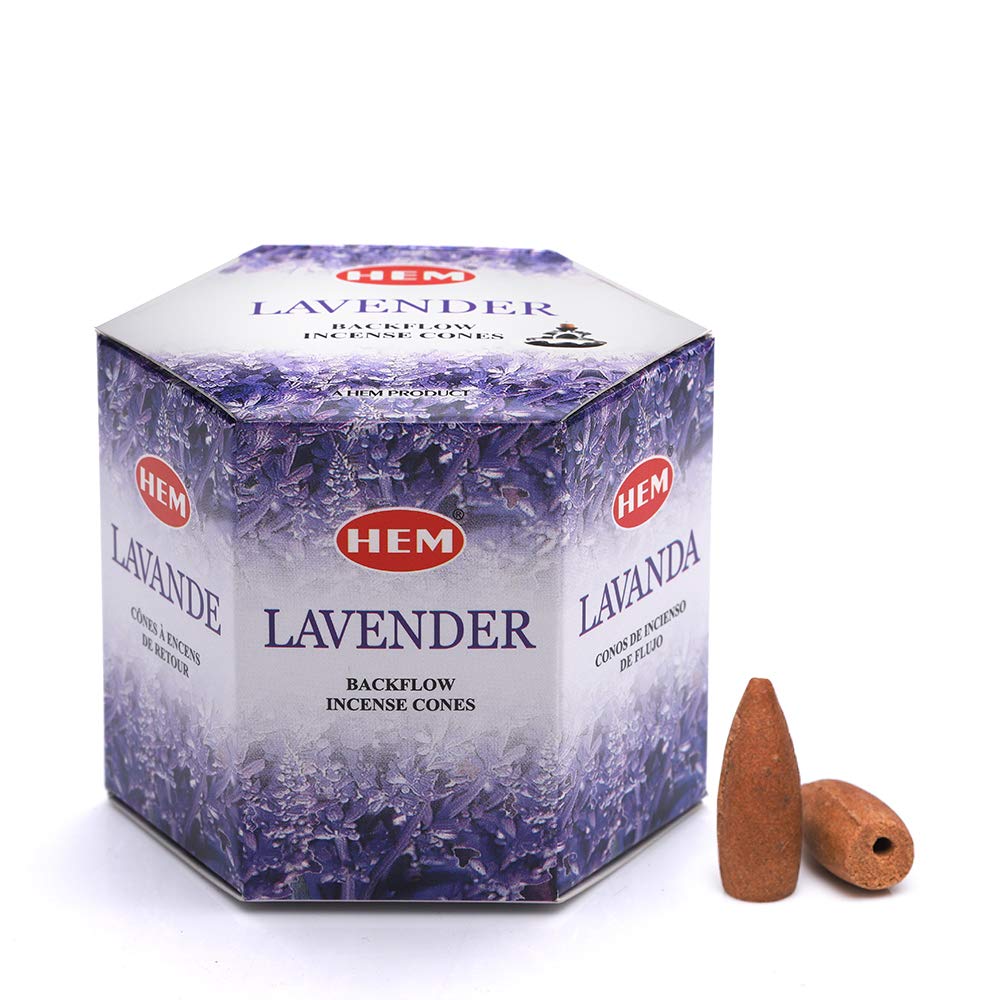 Photo 1 of HEM Lavender Backflow Brown Incense Cones | Long Lasting Aroma for Positivity & Pure Air | Wood Powder | Aromatherapy for Stress Relief, Air Purifier & Cleansing | Gift Set - Pack of 40 Cones