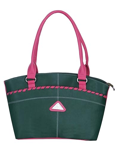 Right Choice Womens handbag,shoulder bag,5no heavy zip,Green & Pink (RCH23.186)