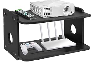 BEARUT Projector Shelf,Projector Wall Mount Floating Shelf, Projector Stand,Projector Rack Holder,Projector Mount,Router Shelf Storage Box Modem Cable Box Shelf for Xbox Series PS5 PS4 by Wood