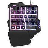 RedThunder One Handed Gaming Keyboard RGB Backlit 35 Keys Portable Mini Gaming Keypad Ergonomic Game Controller for PC Gamer