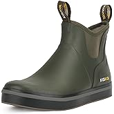 Kalkal Men's Deck Boots Anti-Slip Saltwater Fishing Rain Boots with Memory Foam, Waterproof Rubber Ankle Work Boots for Sailing (Size 7-14)