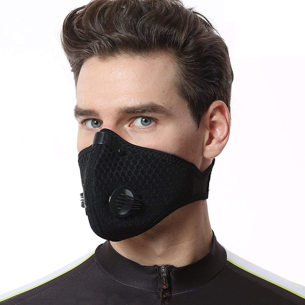 Vanmor Dust Mask, Reusable 3m Respirator Activated Carbon Filter Dustproof Mask Training Cycling Half Face Mask for Exhaust Gas, Pollen Allergy, PM2.5, Running, Outdoor Activities