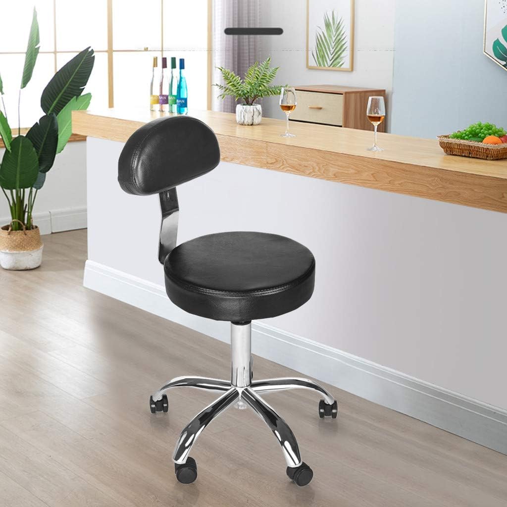 Funic US Fast Shipment Rolling Stool Drafting Chair with Backrest Salon Spa Stool Swivel Chair Tattoo Massage Stool,Adjustable Hydraulic Rolling Salon Stool Chair for Office Desk Home(Black): Clothing