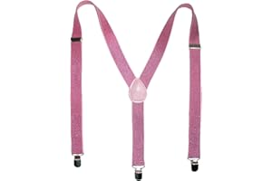 CTM® Women's Elastic Glitter Clip-End Suspenders, Pink