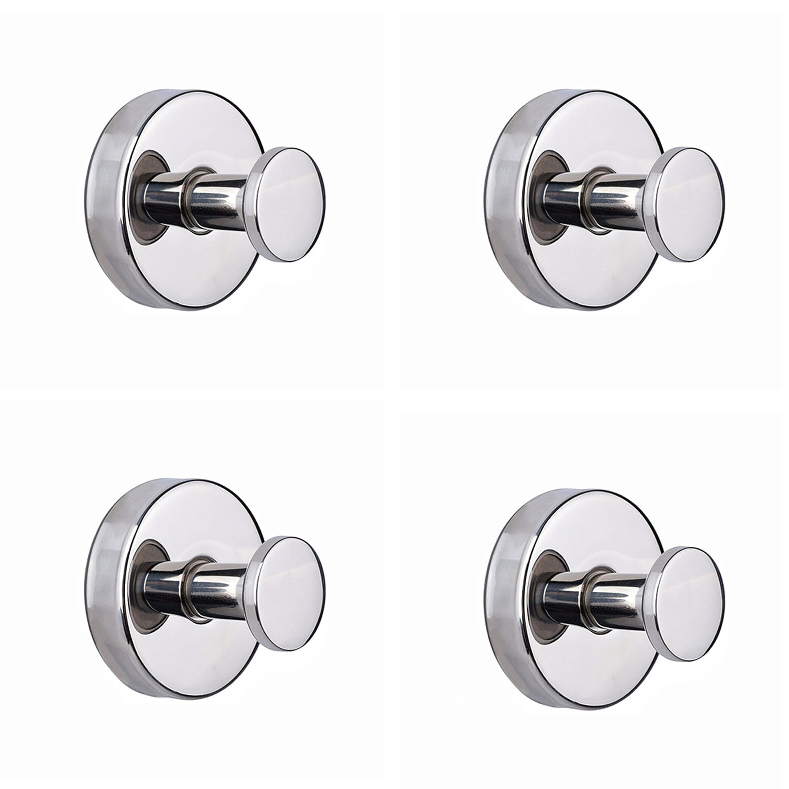 Boxonly No-Drill Suction Hooks, Stainless Steel Waterproof Hooks for Bathroom, Shower, Kitchen, and Mirrors – Heavy Duty Towel Holders (Multipack, Glossy Silver)