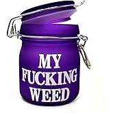 TMI Stash Jars Airtight Glass Herb Jar Medium 3.75'' Tall (Purple Frosted/My Fing WE)