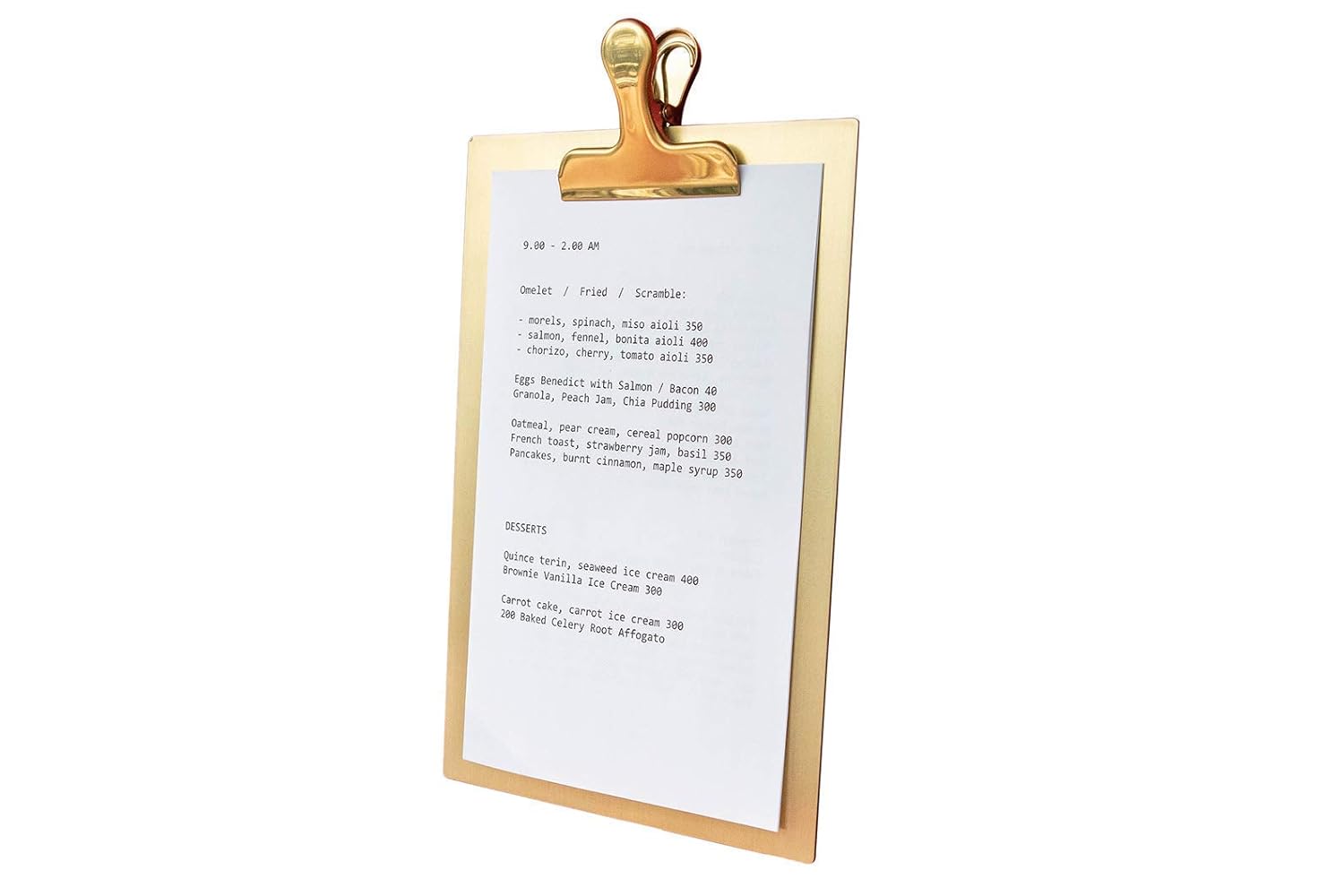 Brass Menu, Copper Menu Holder, Clipboard Stand, Wedding