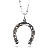 EnCharmed Sterling Silver Horseshoe Lucky 3D Charm Necklace, 18"