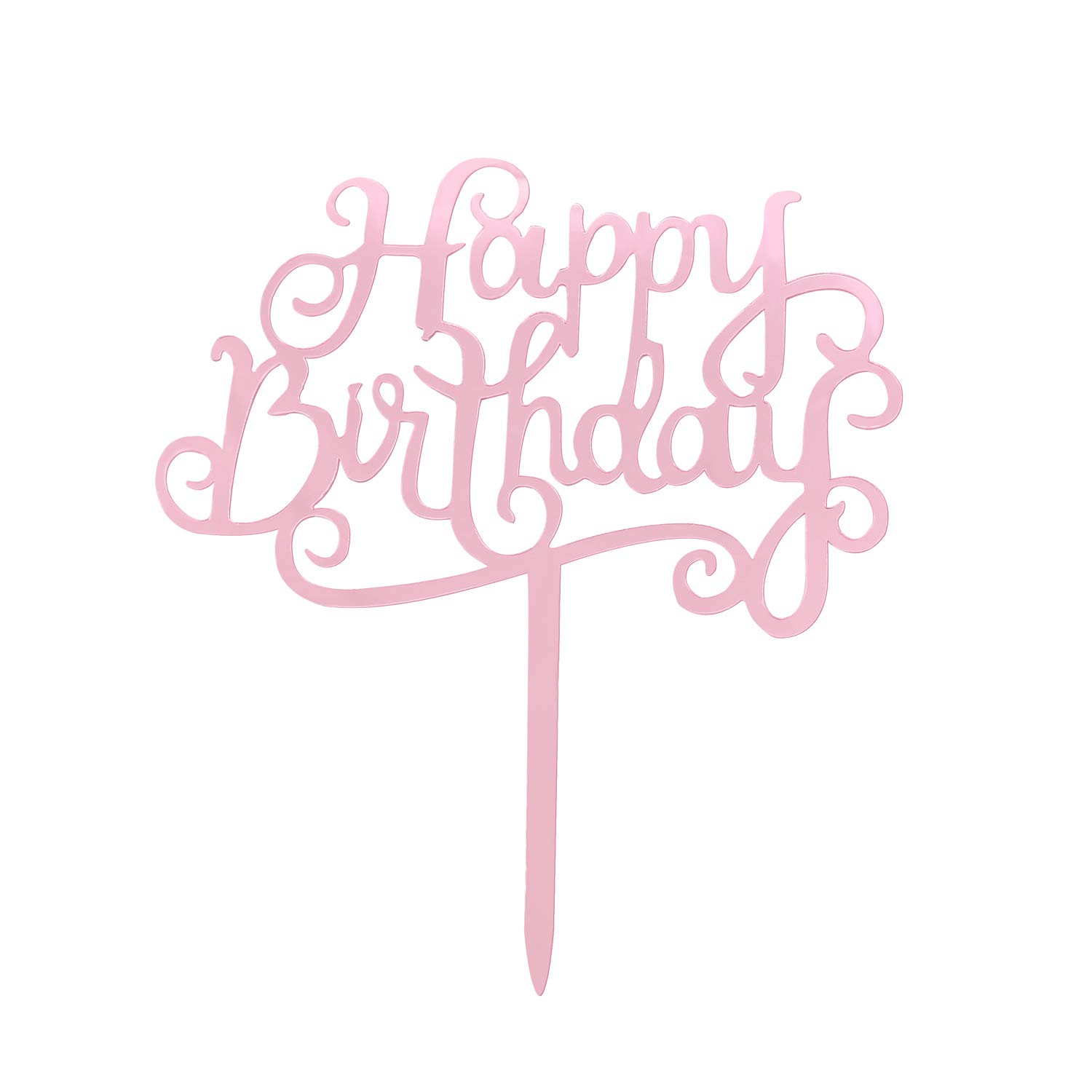 12 PCS Happy Birthday Cake Topper Set Rose Gold Acrylic Cupcake Topper Paper Fans Confetti Balloon Birthday Cake Supplies Decorations for Birthday party Baby Shower