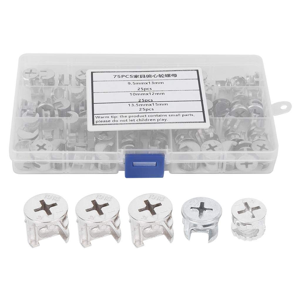 75pcs Cam Lock Fittings Cam Nut Furniture Eccentric Wheel Nut Set 3-in-1 Connector Fastener