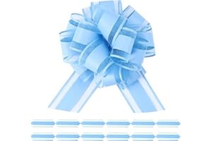 FORBINBO 6Pcs 6inch Pull Bow Gift Wrapping,Pull Bow For Gift Basket, Gift Bag Box Wrapping Decor, Valentines Day, Birthday, Anniversary, Wedding, Flower Packaging (Baby Blue)