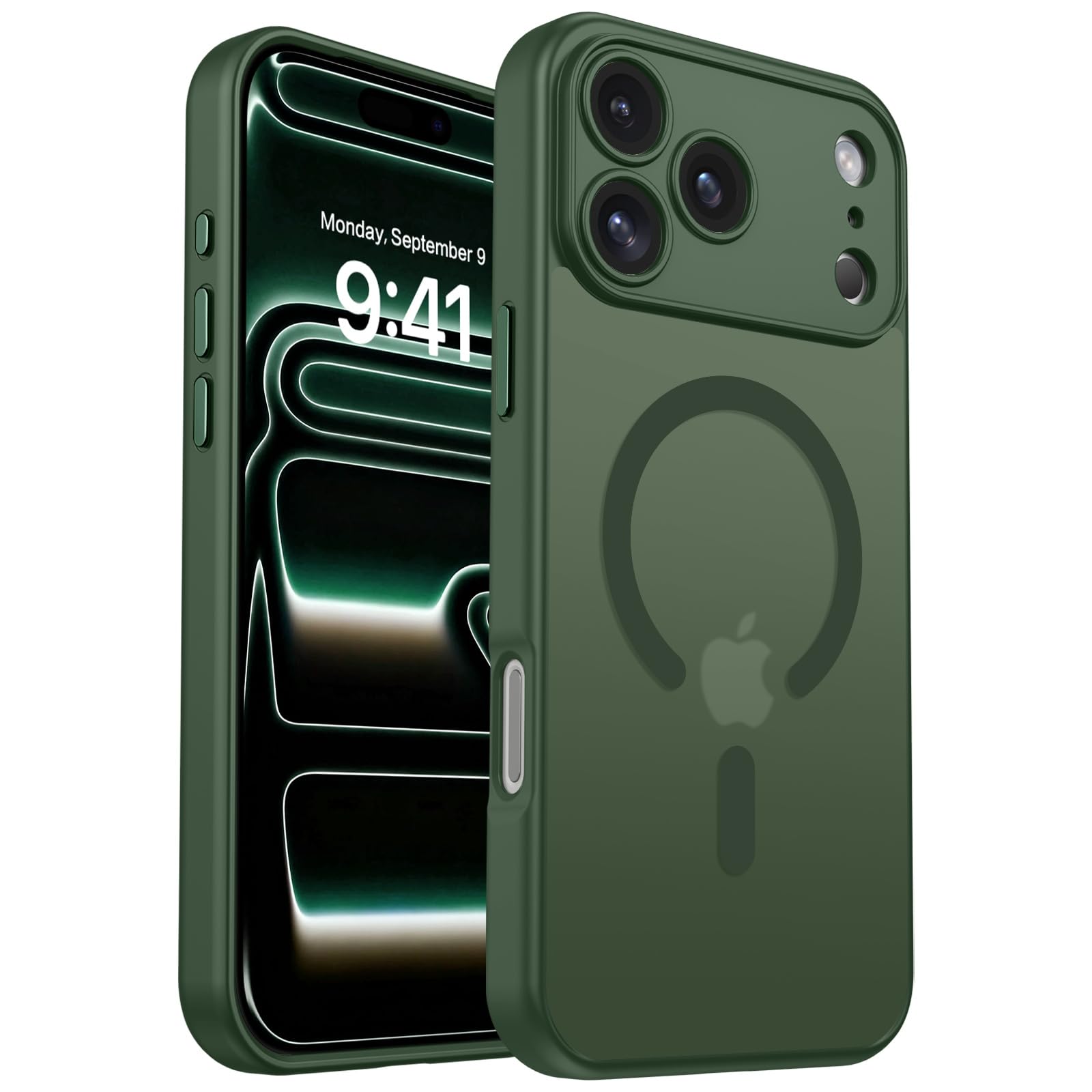 BENTOBEN Magnetic for iPhone 17 Pro Max Case 2025,[Upgraded Full Camera Protection] [Compatible with Magsafe] [Translucent Matte] Drop Protection Shockproof Protective Phone Cover 6.9 Inch - Green