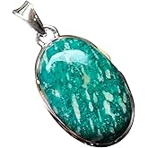 Natural Green Amazonite 925 Solid Sterling Silver Pendant 40mm