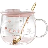 ZRAGEK Sakura Cup, Creative Sakura Mug, Cute Heat-resistant Mug, Borosilicate Glass Coffee Cup, Transparent, Gift(Color: Pink C, Size: 3 Piece Set)