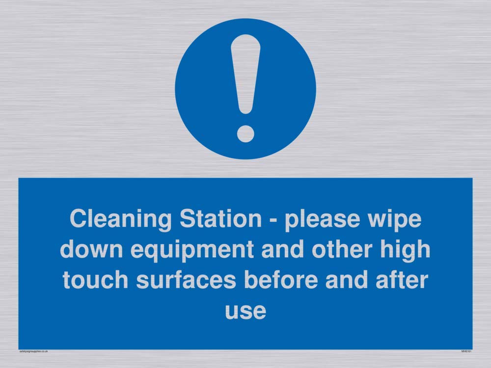 Cleaning Station - please wipe down equipment and other high touch surfaces before and after use