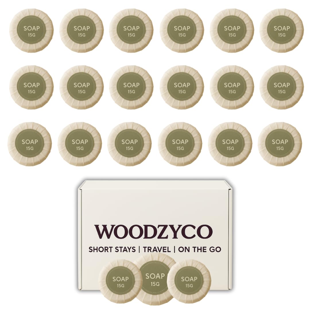 Soap Bundle - 25 Pack of 15g Unscented Tissue Pleated Guest Soaps - Ideal for Airbnb Hosts and Short Stays - Supplied in a Recycleable Woodzyco Box