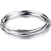 H&Beautimer 925 Sterling Silver Solid Bangle Bracelet Minimalist 5 Loop Bangle Bracelet Women Jewelry Sterling Silver Bracelet 60/65-68MM Handmade in Italy