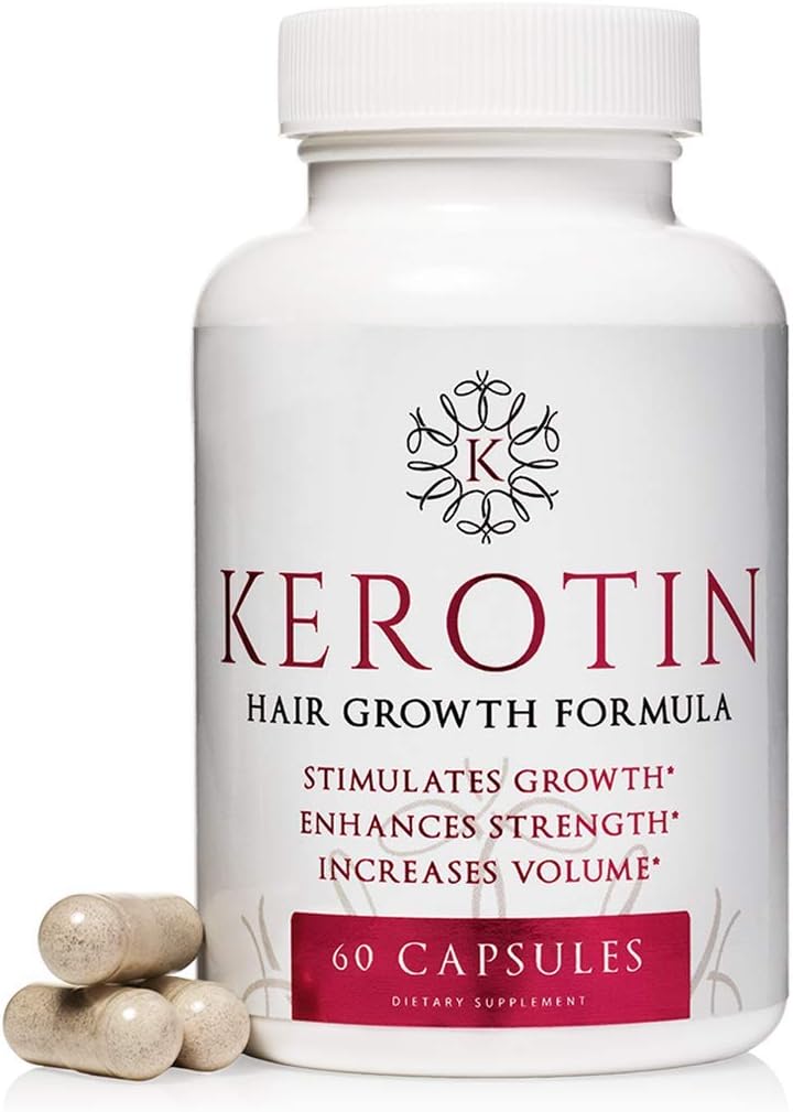 Kerotin Hair Growth Vitamins for Natural Longer, Stronger, Healthier Hair - Hair Loss Supplement Enriched with Biotin, Folic Acid, Saw Palmetto - Hair Vitamins to Grow Thick Hair - 60 Pills (1)