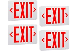 OSTEK 4Pack Red LED Exit Emergency Sign Light - Standard - Battery Backup, Dual LED Lamp ABS Fire Resistance UL-Listed 120-277V (RED EXIT Sign) (4)