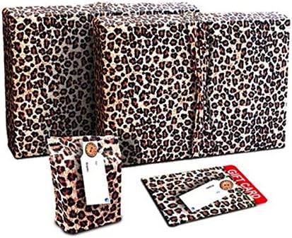 Wrapeez Gift Wrap – Quick & Easy Present Wrapping With Built-in Bows – Stretchable Reusable/Eco-Friendly Fabric Fits All Shapes & Sizes – Perfect for On-The-Go – No Scissors/Tape Needed (Leopard, 4 Pack)