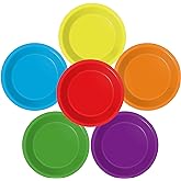Wiooffen 48 Pcs Colorful Paper Plates - Birthday Party Supplies, Colored Disposable Party Paper Tray, Premium Dessert Cake Decorations for 48 Guests, 7in Round