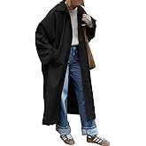 Tankaneo Womens Long Trench Coat Single Breasted Oversized Windproof Classic Lapel Fall Overcoat