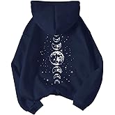 SOLY HUX Women's Graphic Hoodies Drawstring Long Sleeve Moon Print Sweatshirt Pullover Fall Tops
