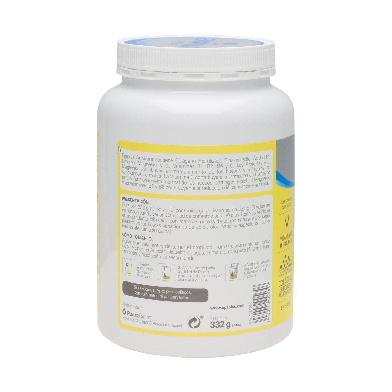 Amazon.com: Epaplus Collagen + Hyaluronic + Magnesium Lemon Flavour 30 Days Powder 332GR / Keep Joints Flexible/Prevent Cartilage Damage: Health & Personal ...