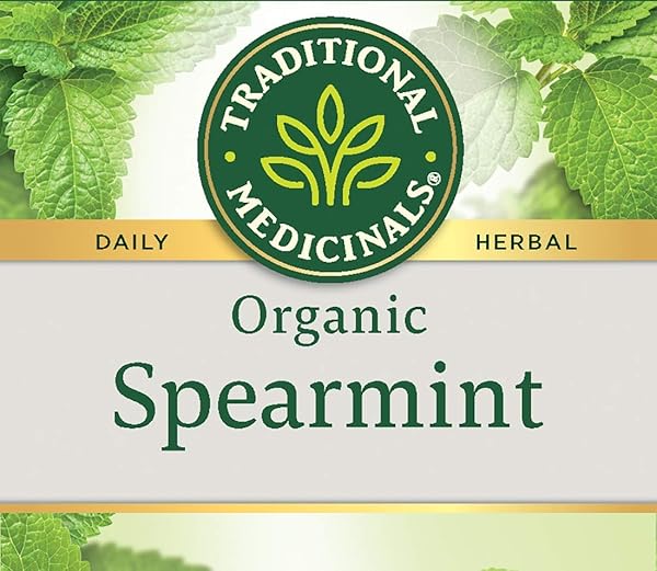 TRADITIONAL MEDICINALS ORGANIC, SPEARMINT TEA – SUPPORTS EVERYDAY WELLNESS, HEALTHY & REFRESHING – KOSHER, NON-GMO, CAFFEINE-FREE, COMPOSTABLE – 16 TEA BAGS