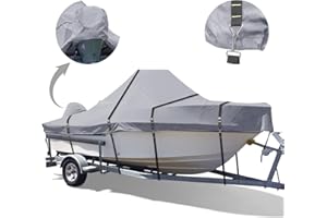 Zenicham 900D Center Console Boat Cover, Windproof Full Metal Buckle Straps Boat Cover for Center Console Boat Heavy Duty fits 17'-19' Length, Beam Width up to 102" W, Gray