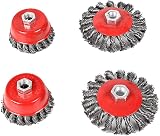 Hoypeyfiy 4 Pcs Wire Brush Set for 115mm Sander Angle Grinder M14 Mount view 1